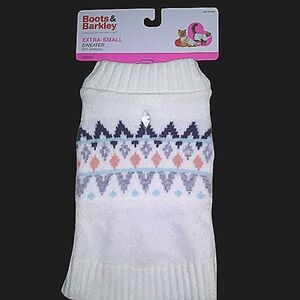 New Dog Sweater Clothes Size XS Extra Small NWT Ivory Argyle Plaid